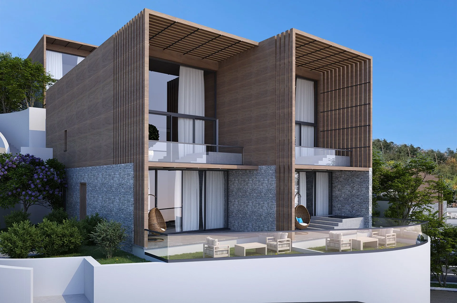 1 bedroom garden apartment with suburb Mediterranean view